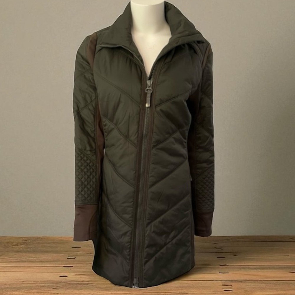 ATHLETA Dark Green ZIP FRONT LIGHT WEIGHT PUFFER JACKET SIZE MEDIUM